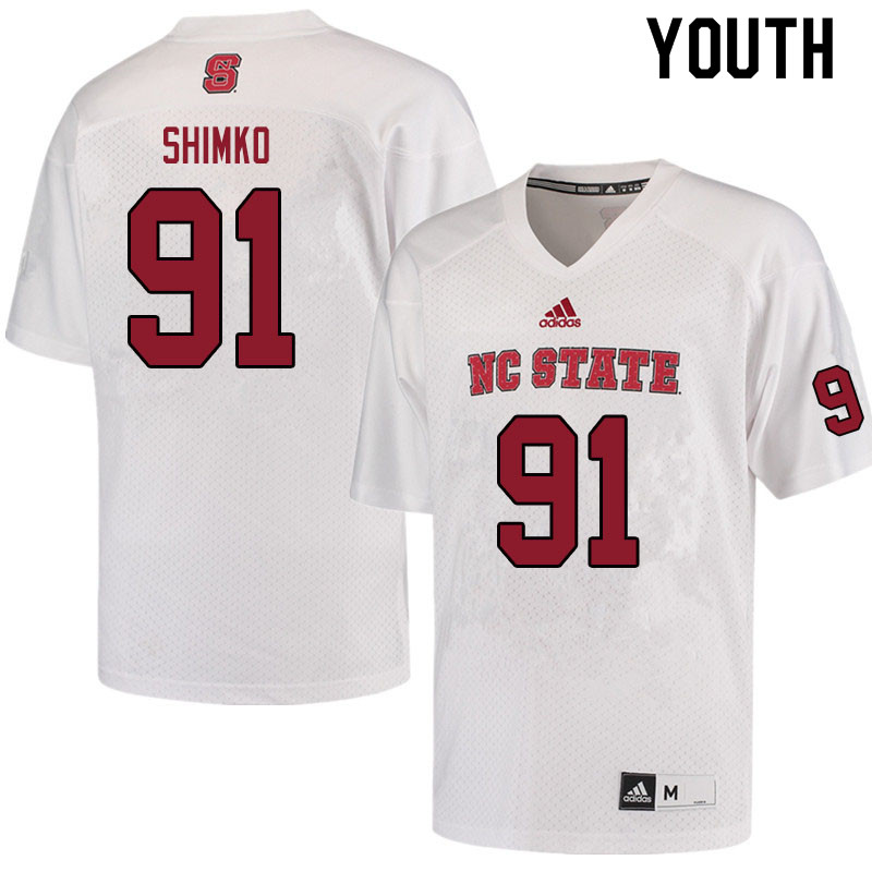 Youth #91 Joe Shimko NC State Wolfpack College Football Jerseys Sale-White - Click Image to Close